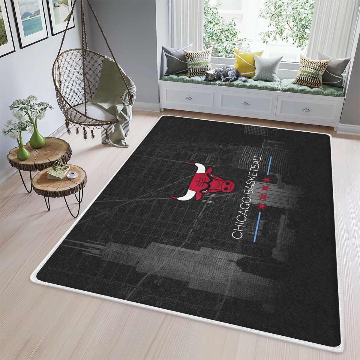 Chicago Basketball Team Logo NBA Rug Home Decor Chicago Basketball Team Logo NBA Rug Home Decor