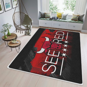 Chicago Bulls See Red Team Logo NBA Rug Home Decor