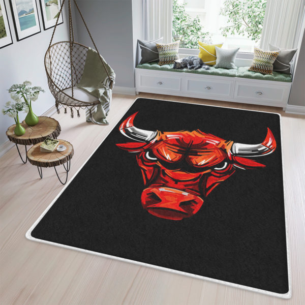 Chicago Bulls Team Logo Oil Painting NBA Rug Home Decor