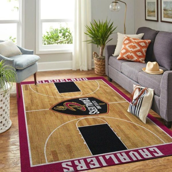 Cleveland Cavaliers Basketball Team Logo And Stadium NBA Rug Home Decor