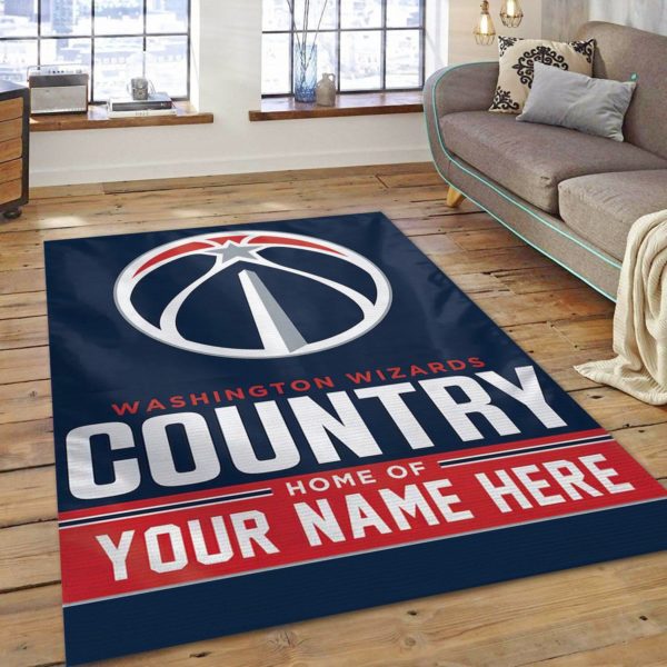 Customizable Washington Wizards Logo Living Room Rug NBA Rug Room Decor
