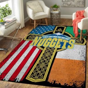 Denver Nuggets Basketball Irish St Patricks Day Flag Cross NBA Rug Home Decor
