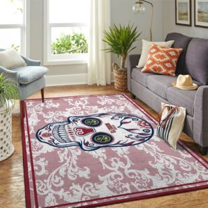 Denver Nuggets Team Logo Skull Flower Style Nice Gift NBA Rug Home Decor