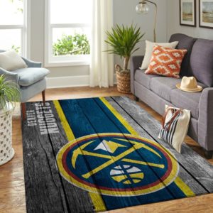 Denver Nuggets Team Logo Wooden Style Nice Gift NBA Living Room Carpet Rug Home Decor