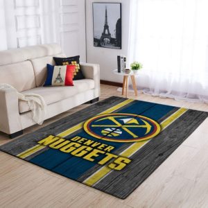 Denver Nuggets Team Logo Wooden Style Nice Gift NBA Rug Home Decor