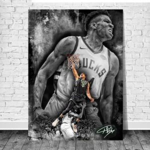Giannis Antetokounmpo #34 Milwaukee Bucks NBA Poster Canvas Home Decor