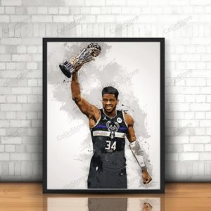Giannis Antetokounmpo Championship Wall Art Poster Canvas Home Decor