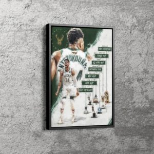 Giannis Antetokounmpo Greek Freak Milwaukee Bucks NBA 2021 Champions Poster Canvas Home Decor