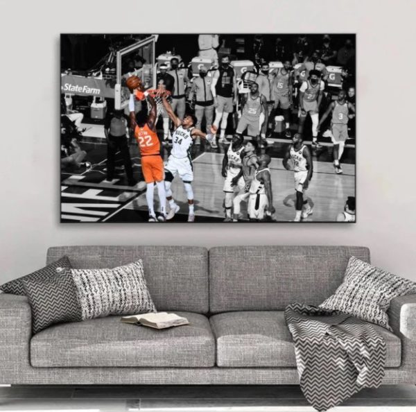Giannis Antetokounmpo The Block Deandre Ayton Helps Bucks Win Game 4 Of Finals Poster Canvas Home Decor