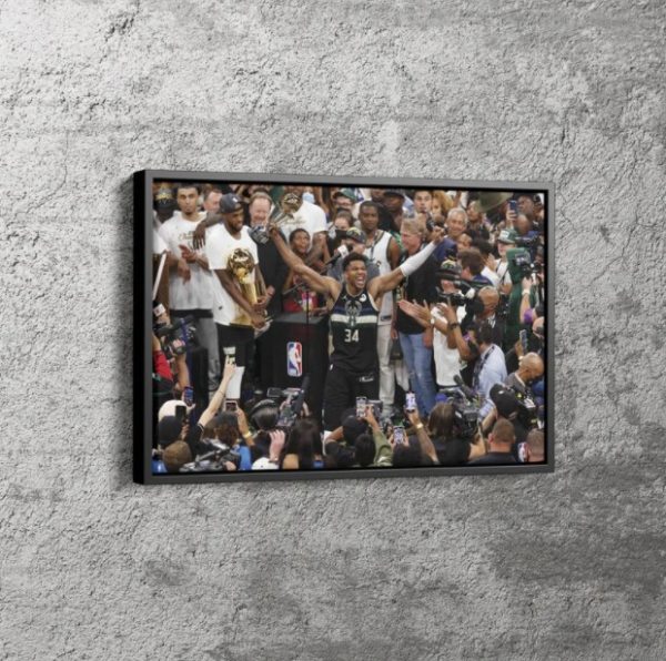 Giannis Antetokounmpo Towers Over Poster Milwaukee Bucks Championship Poster Canvas Home Decor