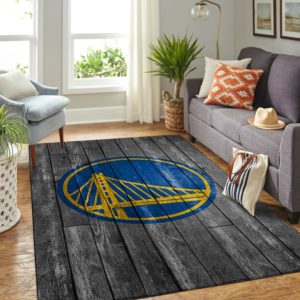 Golden State Warriors Team Logo Grey Wooden Style Nice Gift NBA Living Room Carpet Rug Home Decor