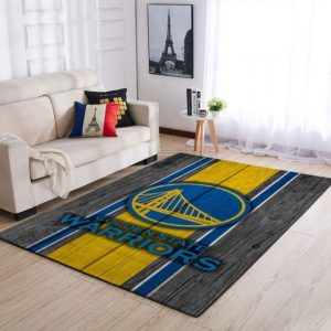 Golden State Warriors Team Logo Wooden Style NBA Rug Home Decor