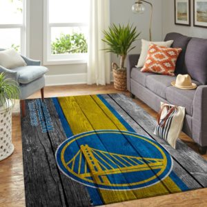 Golden State Warriors Team Logo Wooden Style Nice Gift NBA Living Room Carpet Rug Home Decor