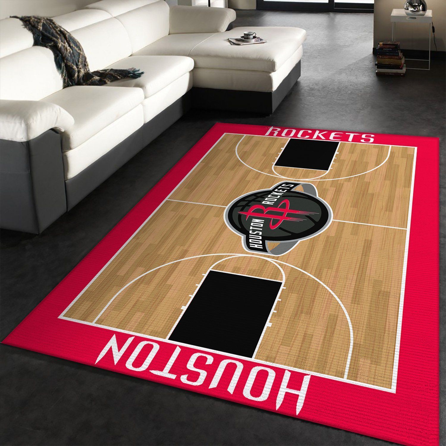 Houston Rockets Basketball And Stadium NBA Rug Home Decor Houston Rockets Basketball And Stadium NBA Rug Home Decor