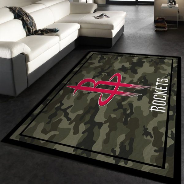 Houston Rockets Camouflage Style NBA Living Room Carpet Rug Home Decor