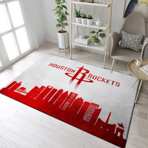 Houston Rockets Skyline NBA Living Room Carpet Rug Home Decor