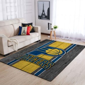 Indiana Pacers Team Logo Wooden Style Nice Gift NBA Rug Home Decor