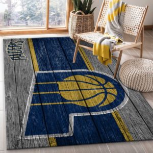 Indiana Pacers Team Logo Wooden Style Nice NBA Living Room Carpet Rug Home Decor