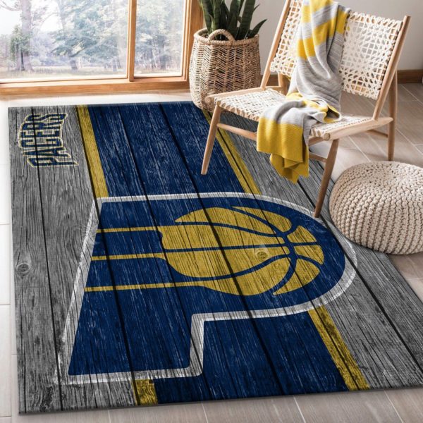 Indiana Pacers Team Logo Wooden Style Nice NBA Living Room Carpet Rug Home Decor