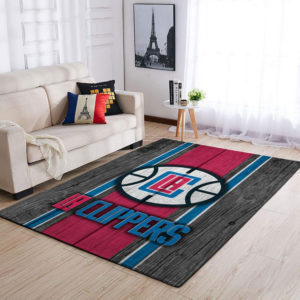 LA Clippers Team Logo Wooden Style NBA Rug Home Decor