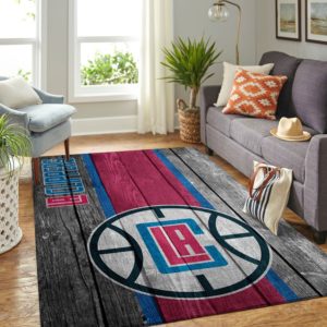LA Clippers Team Logo Wooden Style Nice Gift NBA Living Room Carpet Rug Home Decor