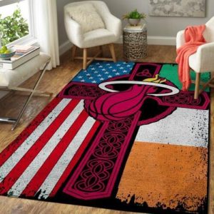 Miami Heat Basketball Irish St Patricks Day Flag Cross NBA Living Room Carpet Rug Home Decor