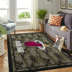 Miami Heat Camouflage NBA Living Room Carpet Rug Home Decor