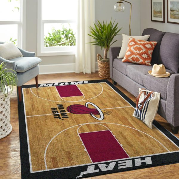 Miami Heat Team Logo And Stadium NBA Rug Home Decor