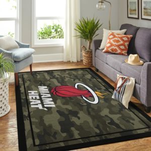 Miami Heat Team Logo Camouflage NBA Living Room Carpet Rug Home Decor