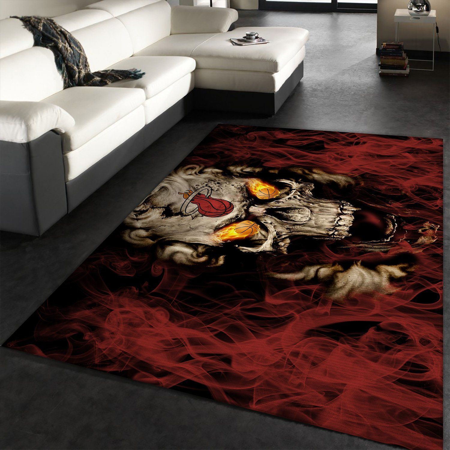 Miami Heat Team Logo Skull Style Nice Gift NBA Rug Home Decor Miami Heat Team Logo Skull Style Nice Gift NBA Rug Home Decor
