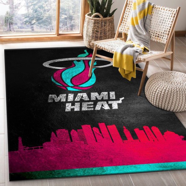 Miami Heat Vice Skyline NBA Rug Home Decor