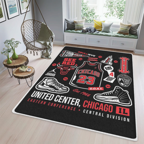Michael Jordan X Chicago Bulls Pattern NBA Rug Home Decor