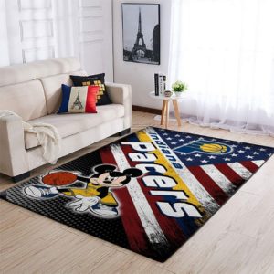 Mickey Mouse Disney Indiana Pacers With Flag American NBA Rug Home Decor