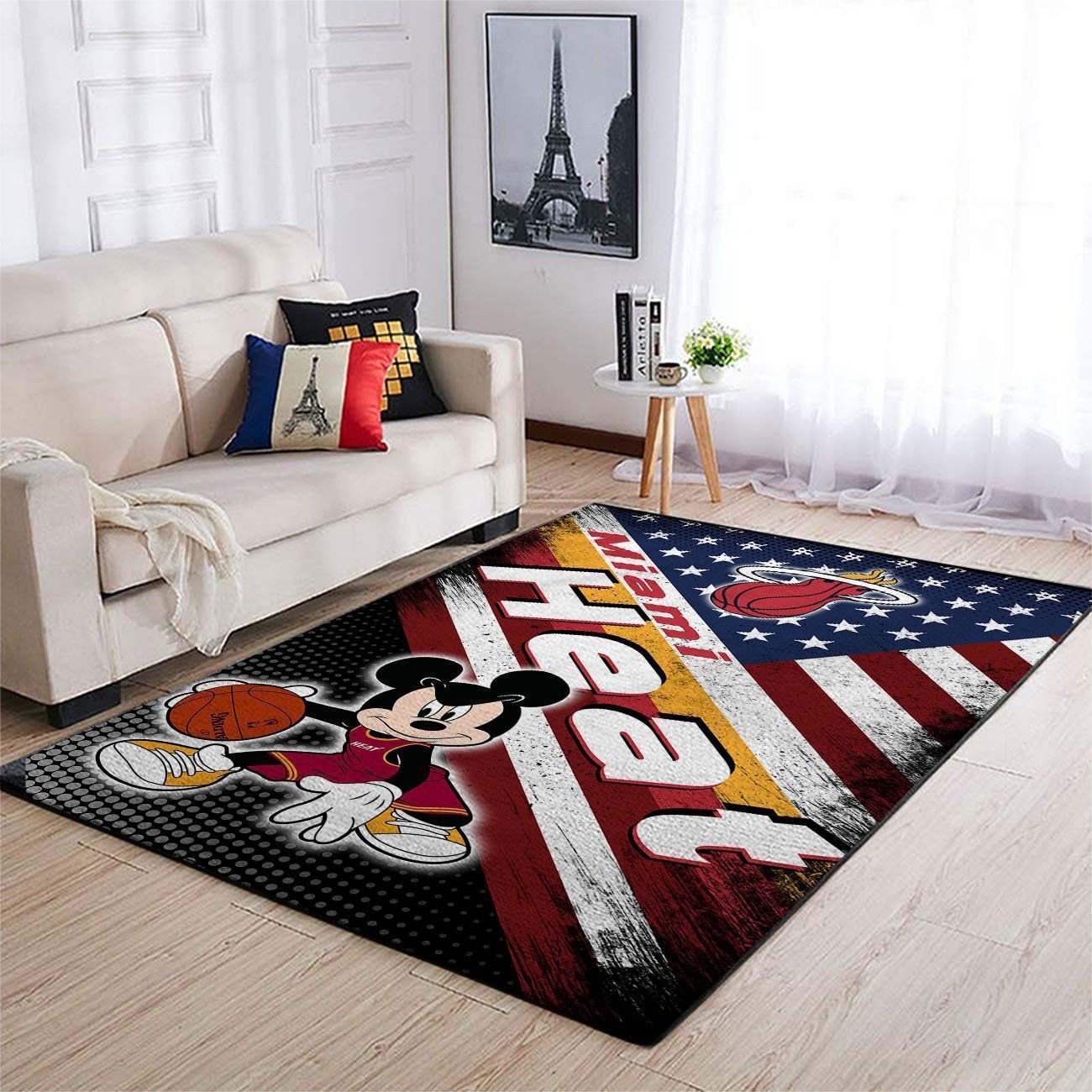Mickey Mouse Miami Heat NBA Living Room Carpet Rug Home Decor Mickey Mouse Miami Heat NBA Living Room Carpet Rug Home Decor