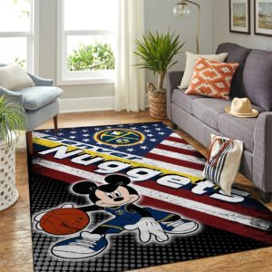 Micky Mouse Disney Denver Nuggets With Flag American NBA Rug Home Decor