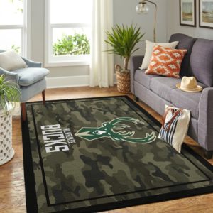 Milwaukee Bucks Team Logo Camouflage NBA Living Room Carpet Rug Home Decor