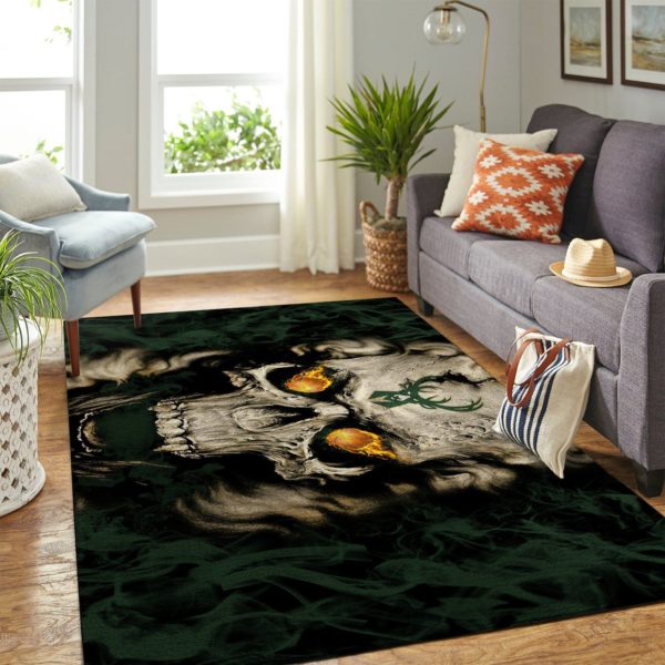 Milwaukee Bucks Team Logo Skull Style Nice Gift NBA Rug Home Decor