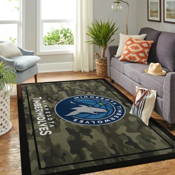 Minnesota Timberwolves Team Logo Camo Style Nice Gift NBA Rug Home Decor