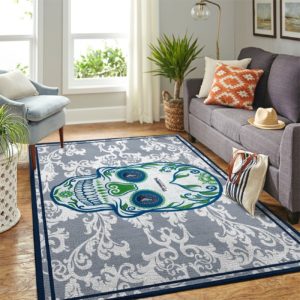 Minnesota Timberwolves Team Logo Skull Flower Style Nice Gift NBA Rug Home Decor