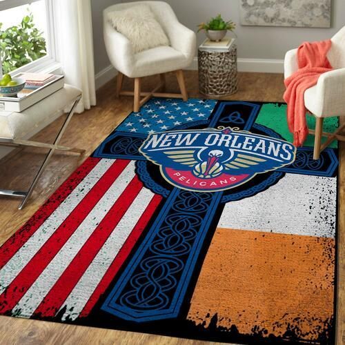 New Orleans Pelicans Basketball Irish St Patricks Day Flag Cross NBA Rug Home Decor New Orleans Pelicans Basketball Irish St Patricks Day Flag Cross NBA Rug Home Decor