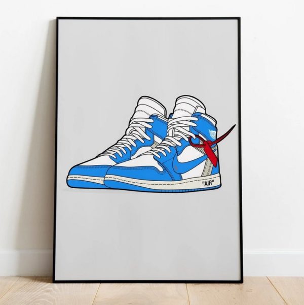 Off-White Jordan 1 UNC Sneaker Poster Canvas