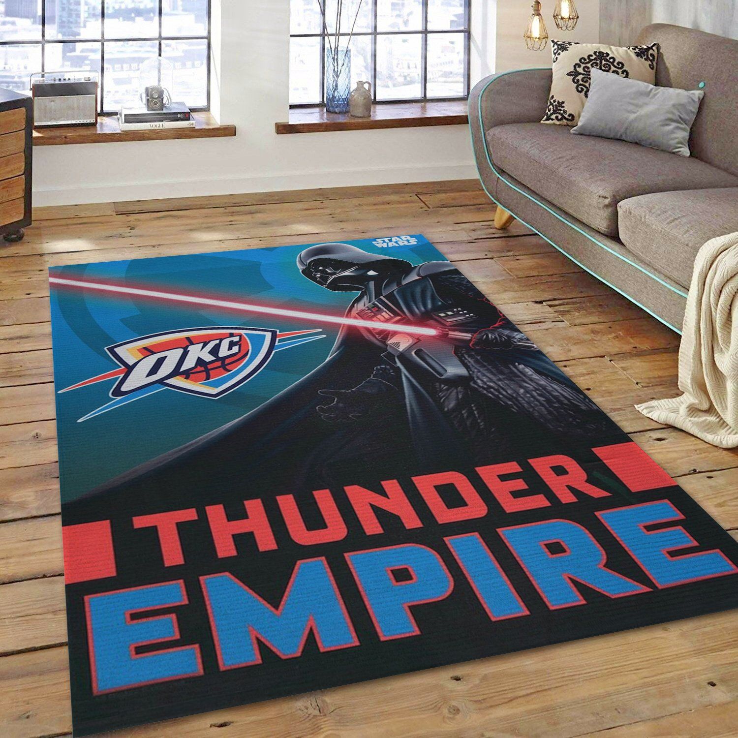 Oklahoma City Thunder Star Wars NBA Rug Room Decor Oklahoma City Thunder Star Wars NBA Rug Room Decor