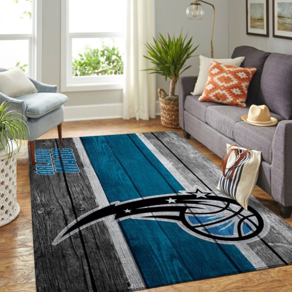 Orlando Magic Team Logo Wooden Style Nice Gift NBA Rug Home Decor