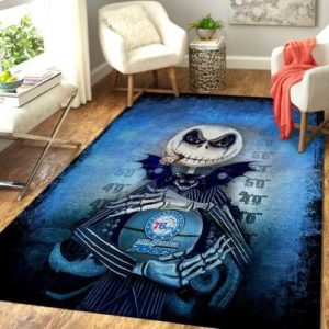 Philadelphia 76ers Jack Skellington Basketball NBA Living Room Carpet Rug Home Decor