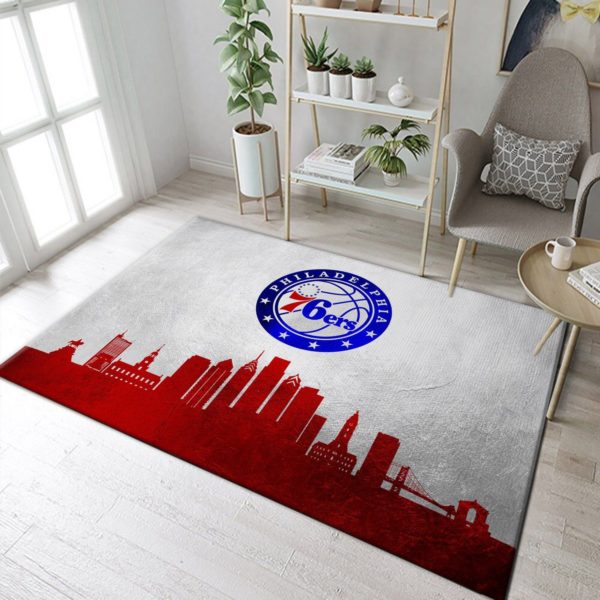 Philadelphia 76ers Skyline NBA Living Room Carpet Rug Home Decor
