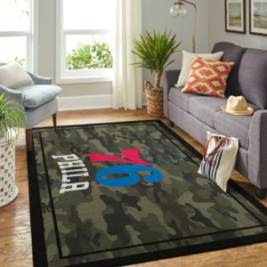 Philadelphia 76ers Team Logo Camouflage NBA Living Room Carpet Rug Home Decor