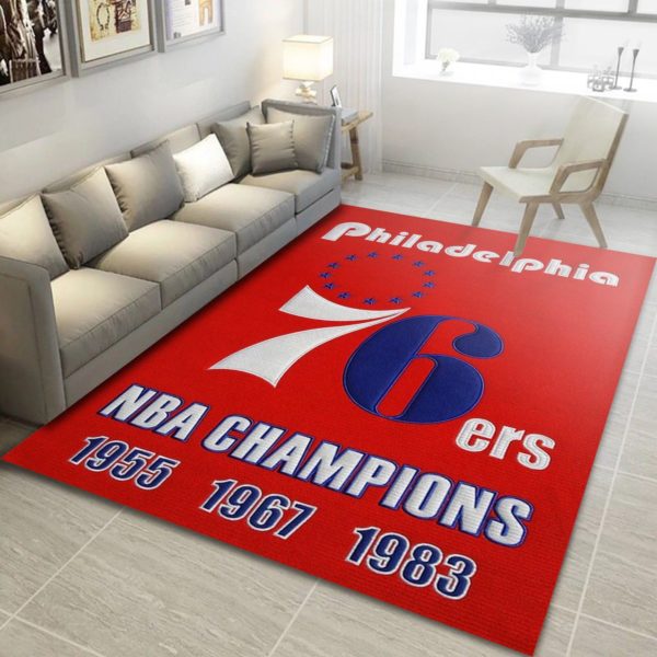 Philadephia 76ers Champions NBA Living Room Carpet Rug Home Decor