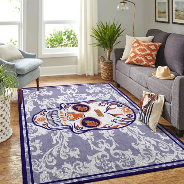 Phoenix Suns Team Logo Skull Flower Style Nice Gift NBA Rug Home Decor