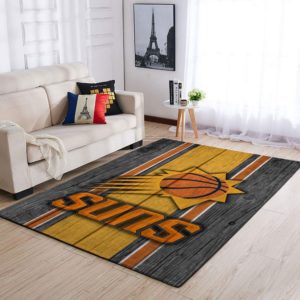 Phoenix Suns Team Logo Wooden Style Nice Gift NBA Living Room Carpet Rug Home Decor