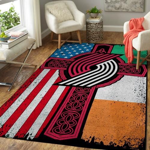 Portland Trail Blazers Basketball Irish St Patricks Day Flag Cross NBA Rug Home Decor Portland Trail Blazers Basketball Irish St Patricks Day Flag Cross NBA Rug Home Decor